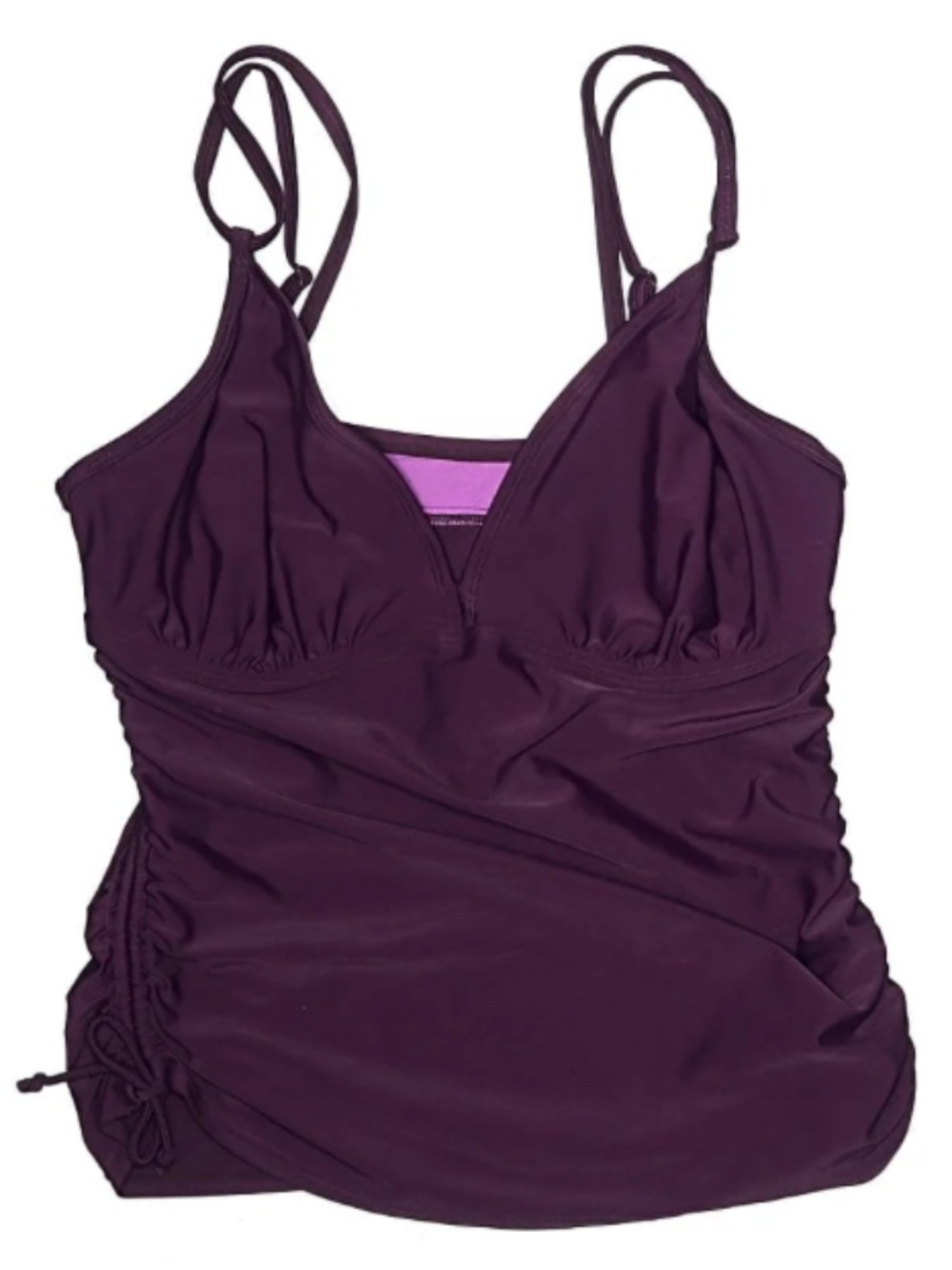 Athleta Purple Underwire Tankini Top 42D/40DD Ruched Side Tie Swim